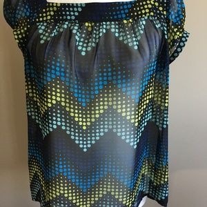 Lots of dots! Sheer top shades of blue and green